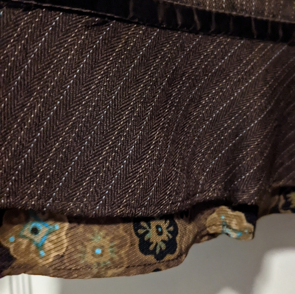 RQT Brown Pinstripe Skirt Suit Set w/ Floral Accent - Picture 2 of 7